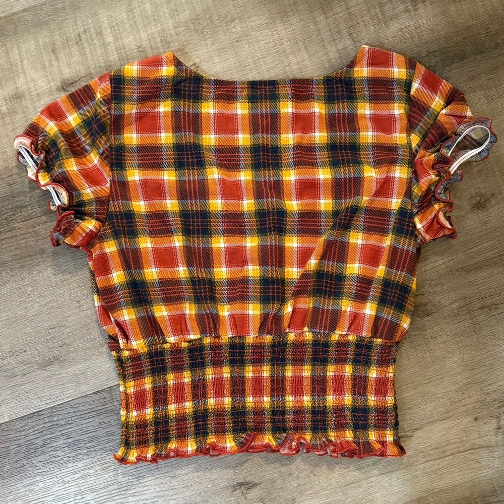 Wishful Park Multicolor Plaid Top Blouse Size Medium - Picture 2 of 7